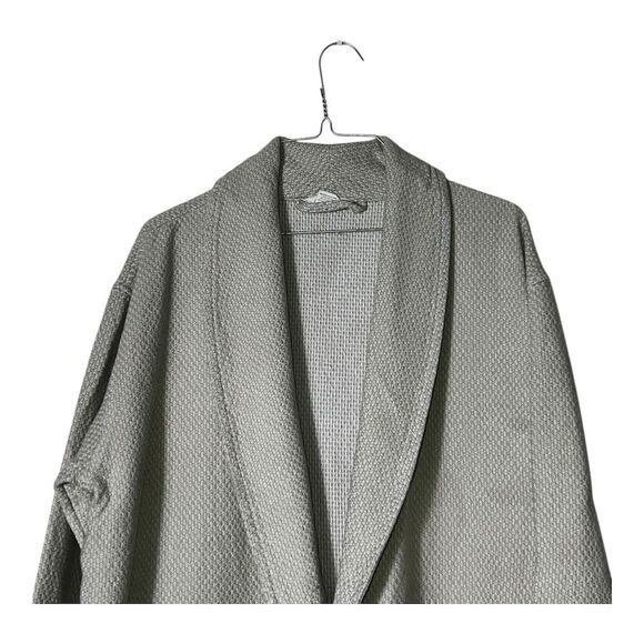 2175. Coyuchi Unisex Gray Robe M midweight 100% organic cotton‎ missing tie belt - Picture 2 of 7